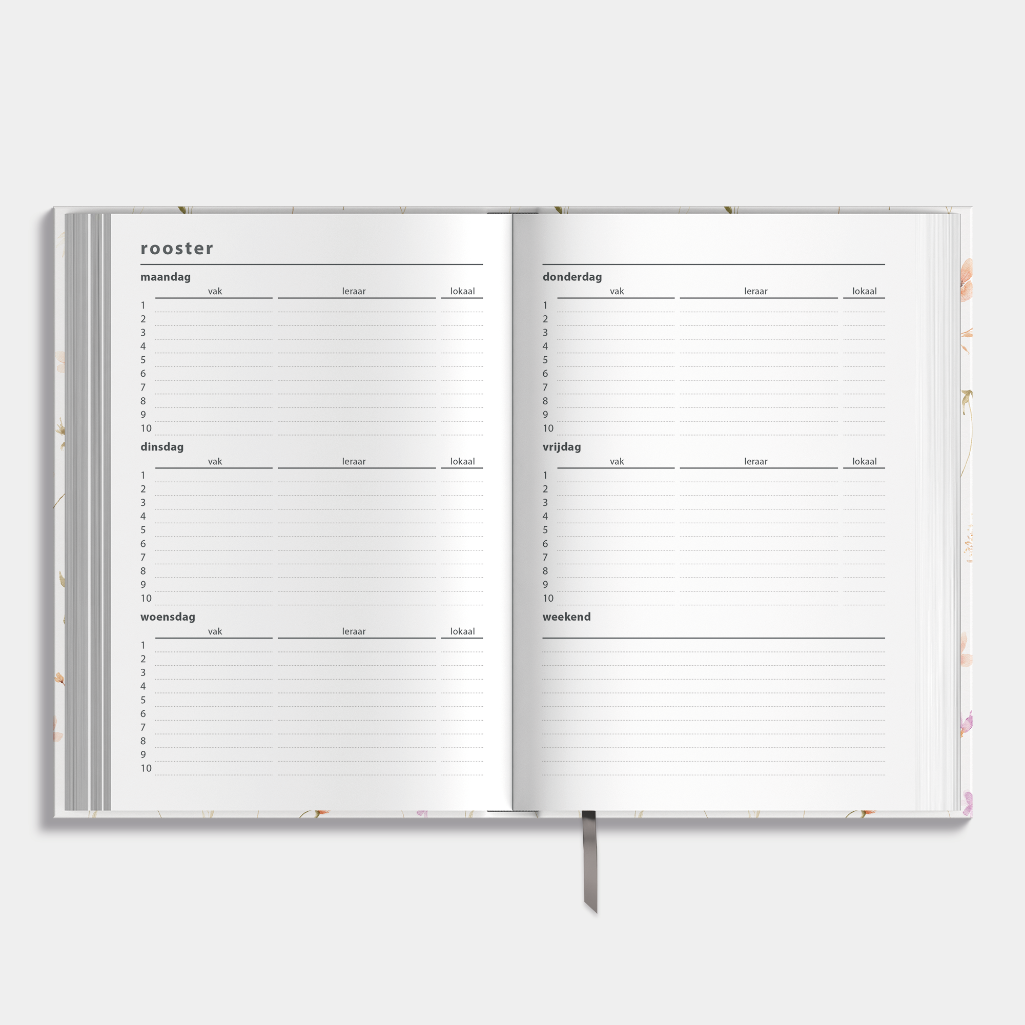 LUXE SCHOOLAGENDA 2025-2026 ±A5 AQUAREL BLOEMETJES