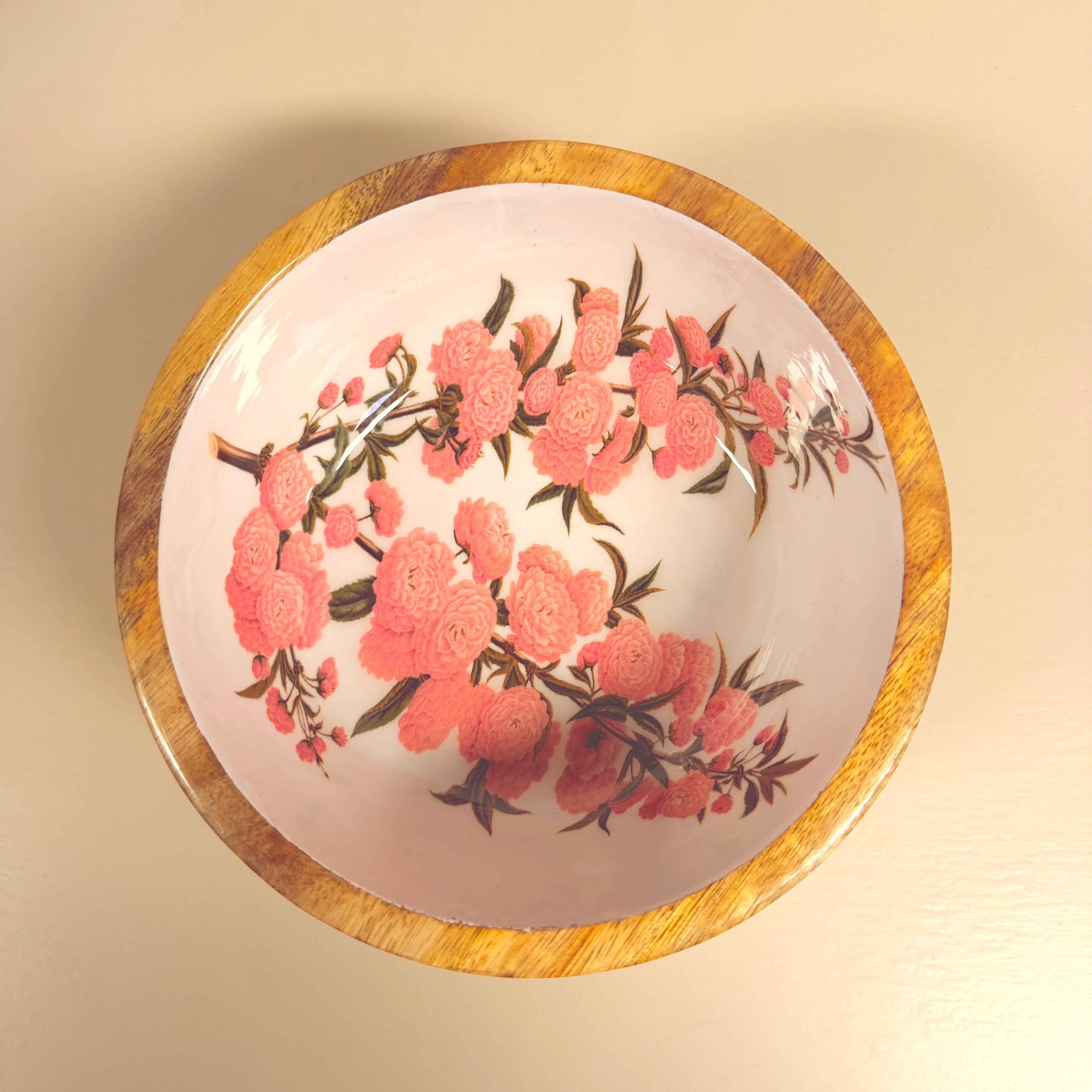 MANGO HOUTEN SCHAAL ROZE BLOESEM 17Ø