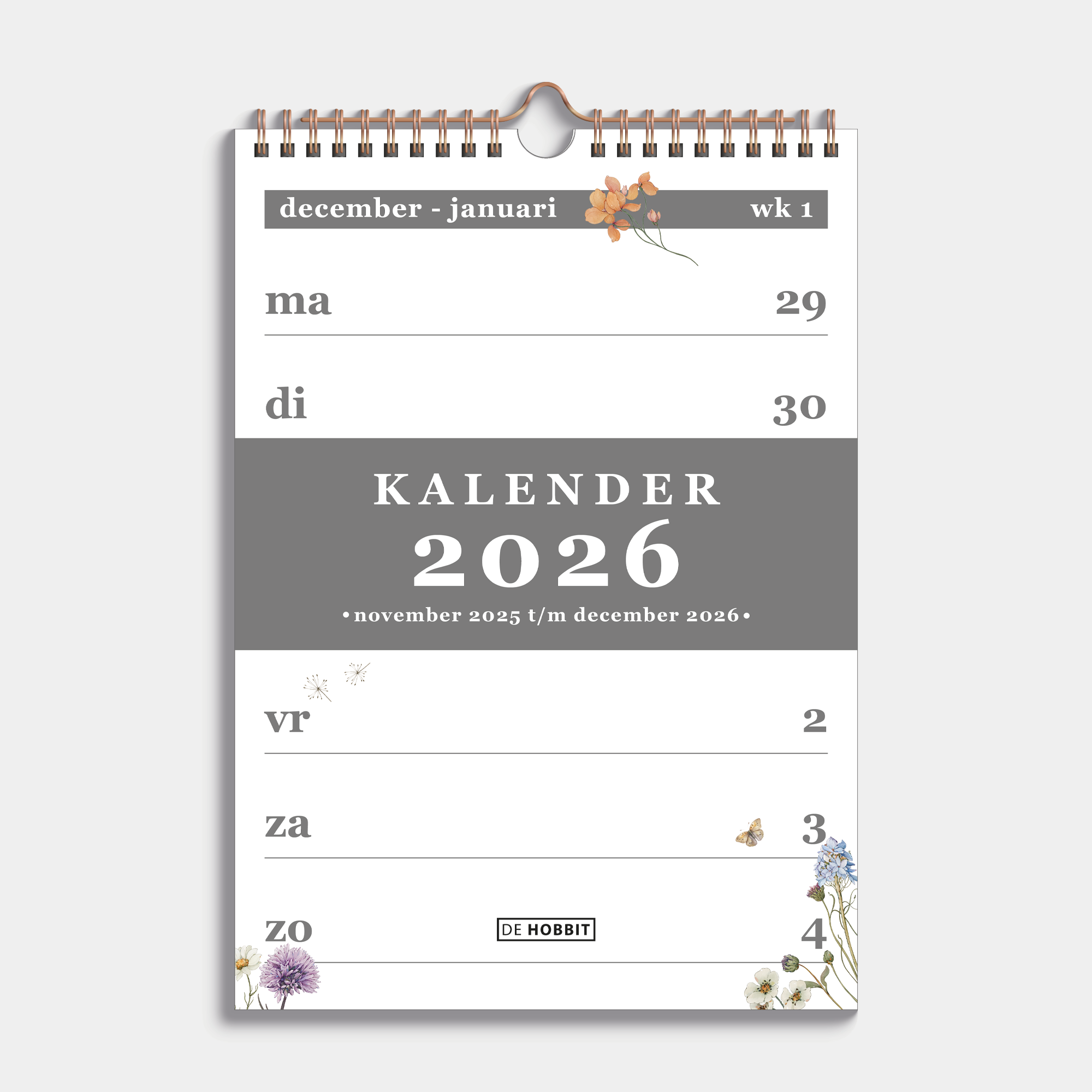 SPIRAALKALENDER 2026 A4 WEIDEBLOEMEN