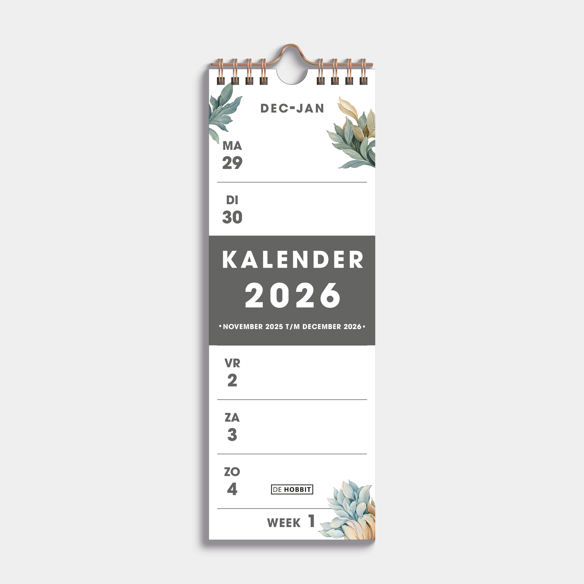 WEEKKALENDER 2026 SMAL VINTAGE BLOEMEN