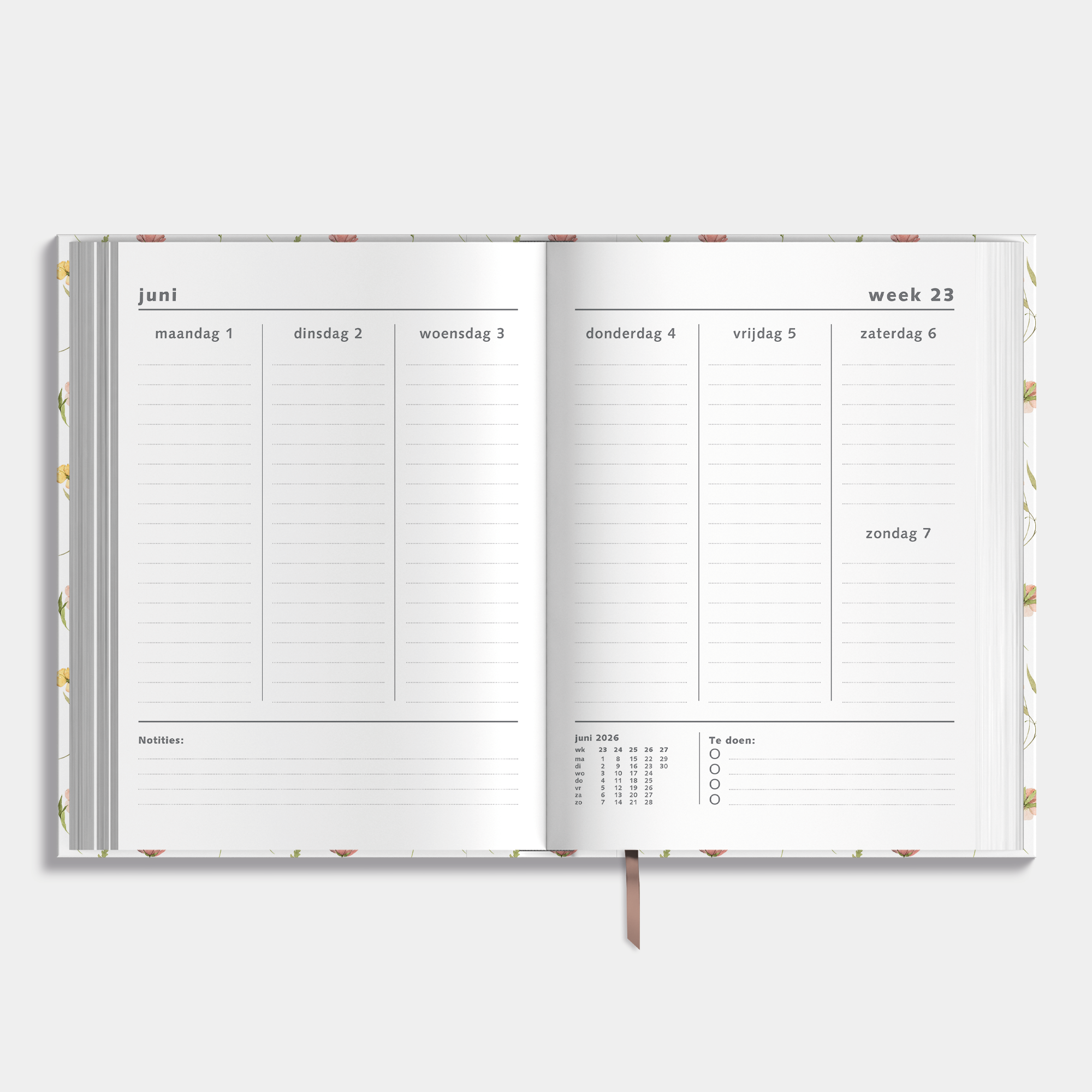 AGENDA 2026-2027 A4 AQUAREL WILDE BLOEMETJES