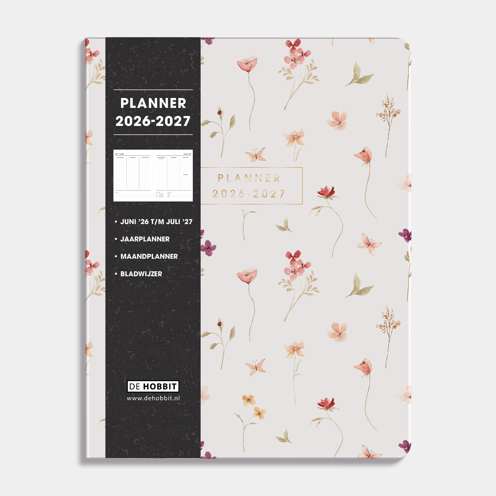 WEEKPLANNER 2026-2027 ±A4 WASHED KRAFT BLOEMETJES