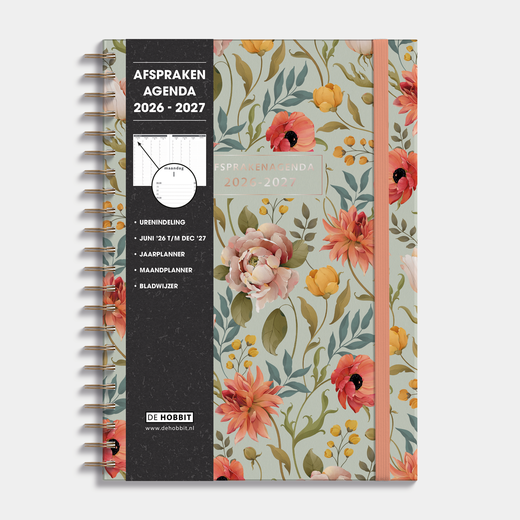 AFSPRAKENAGENDA 2026-2027 A4 VINTAGE BLOEMEN