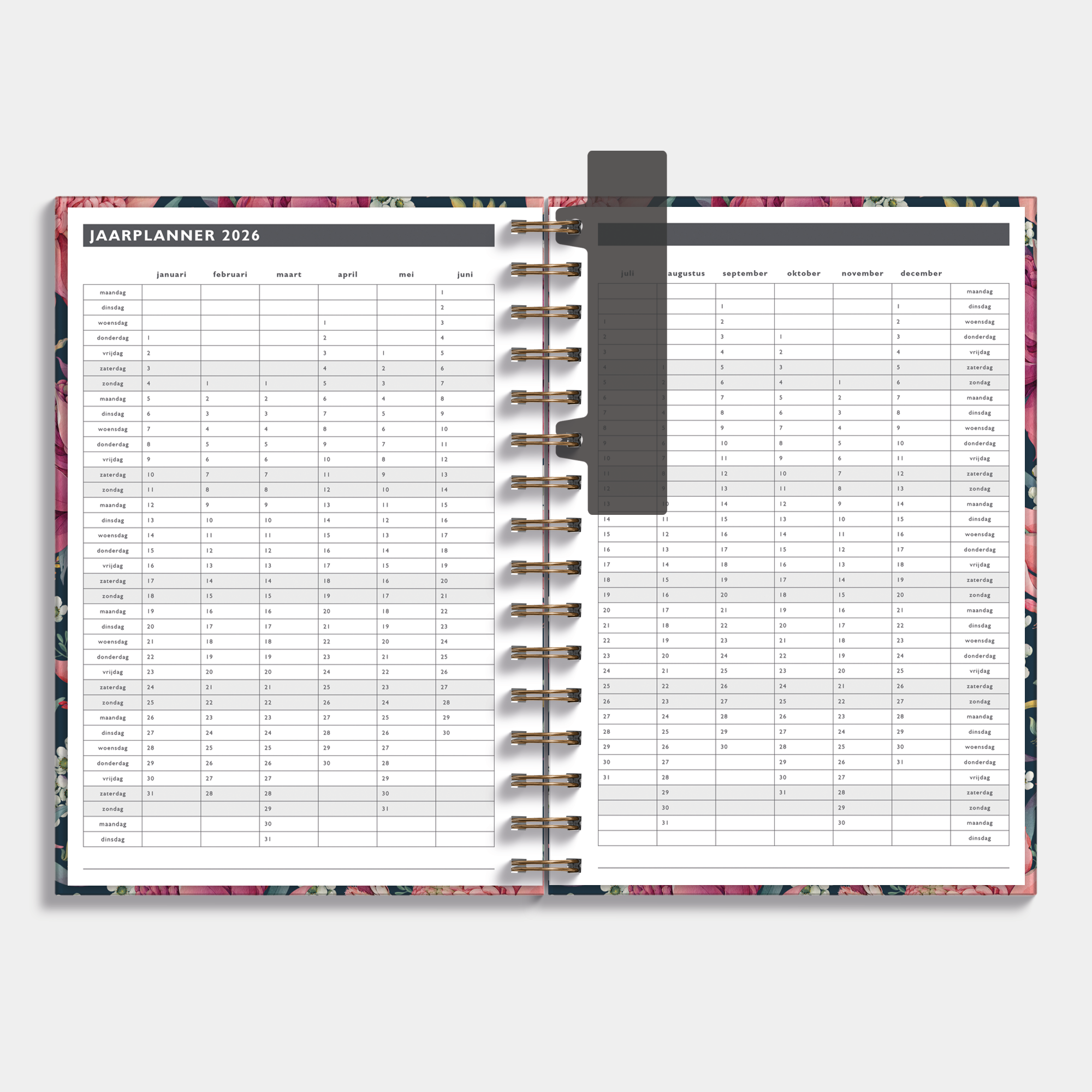 AFSPRAKENAGENDA 2026-2027 A5 TROPISCHE BLOEMEN