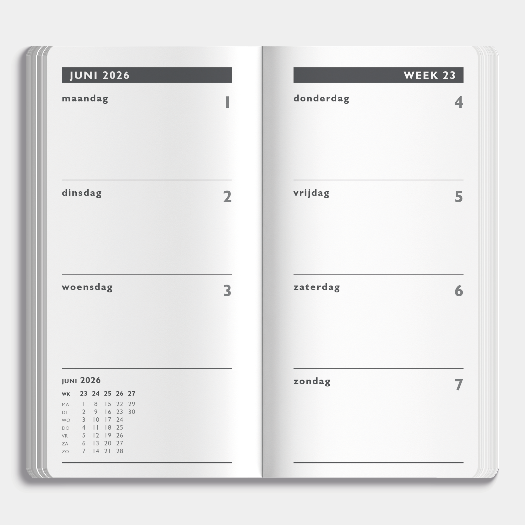 AFSPRAKENAGENDA 2026-2027 POCKET LEDERLOOK