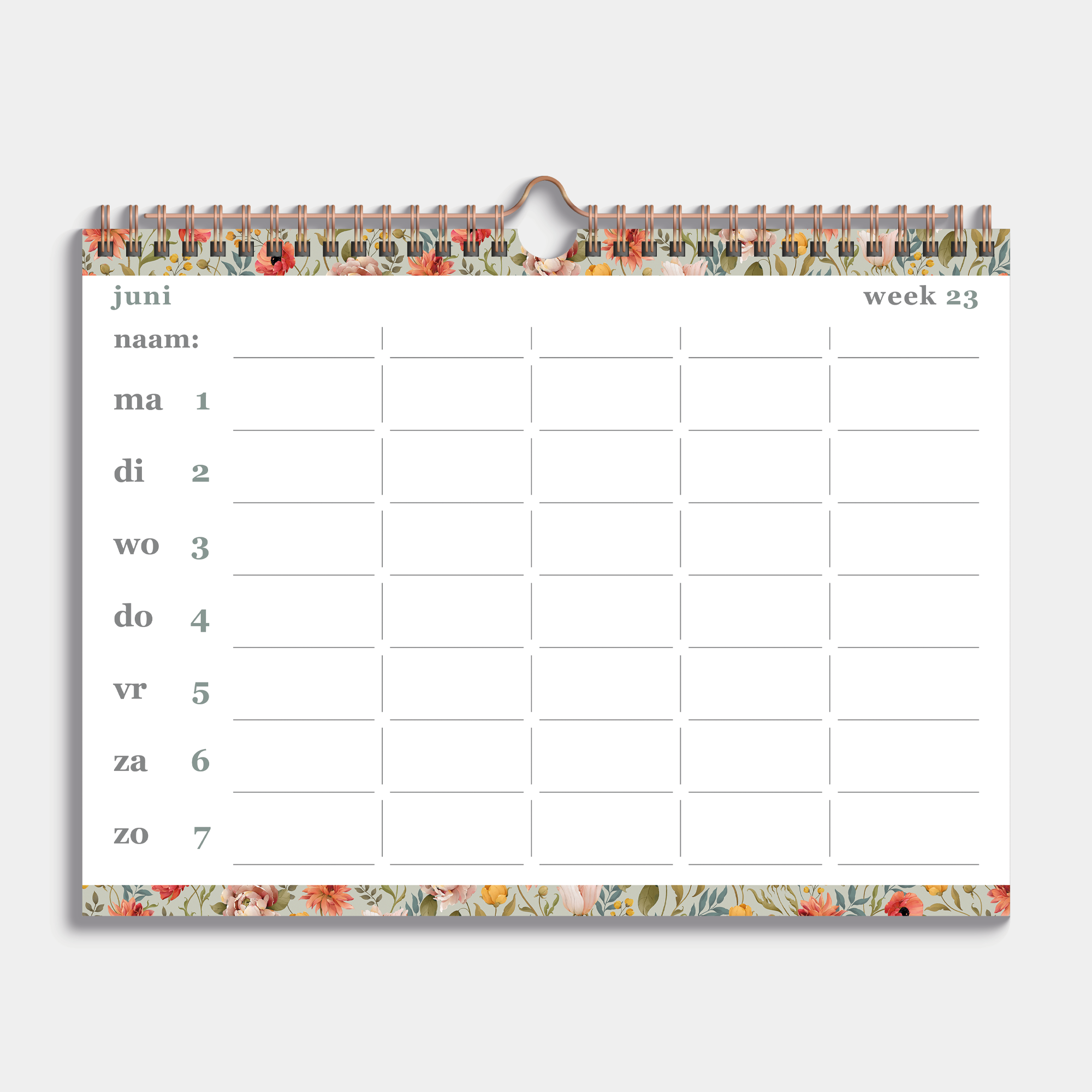 FAMILIEPLANNER 2026-2027 A4+ VINTAGE BLOEMEN