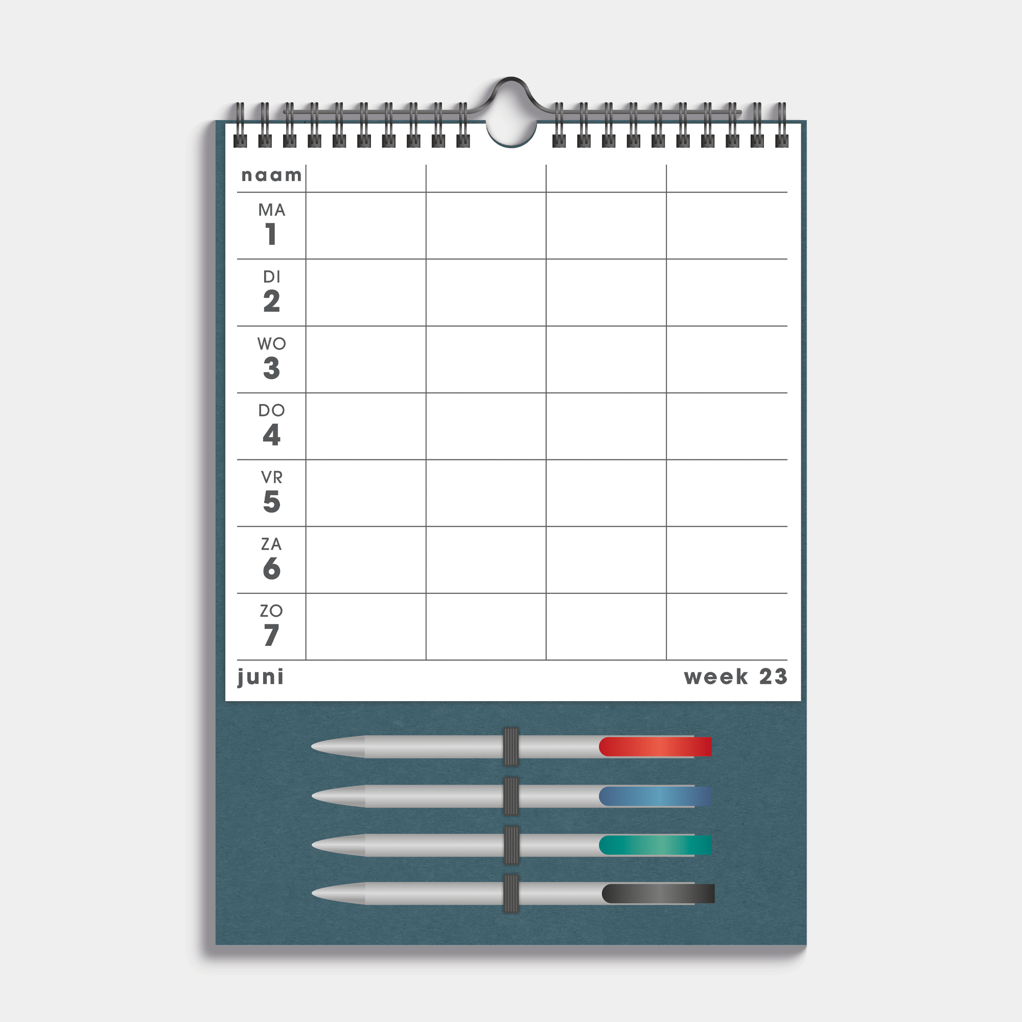 FAMILIEPLANNER MARKERS 2026-2027 A4+ WIT