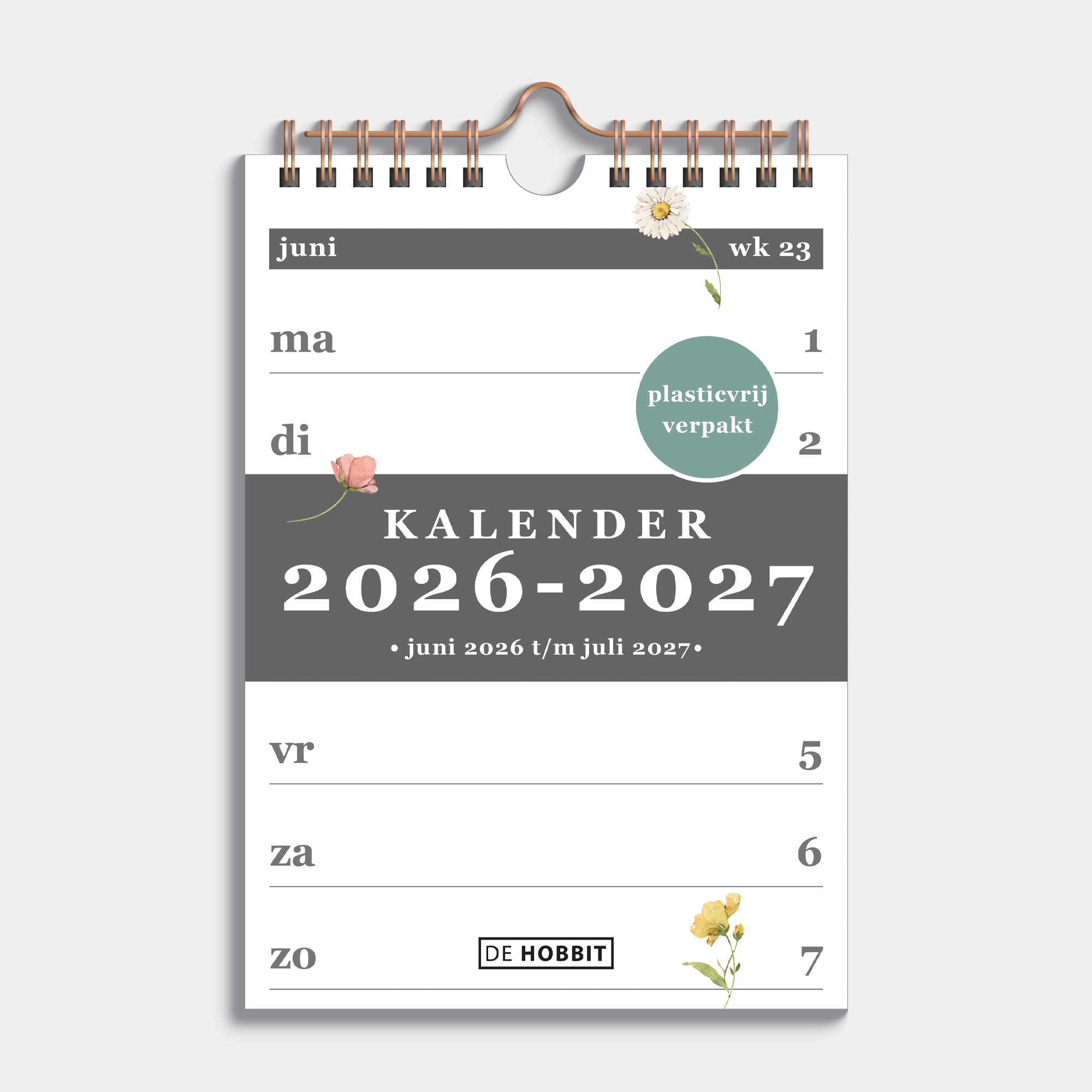 WEEKKALENDER SCHOOLJAAR 2026-2027 A5 AQUAREL BLOEMEN