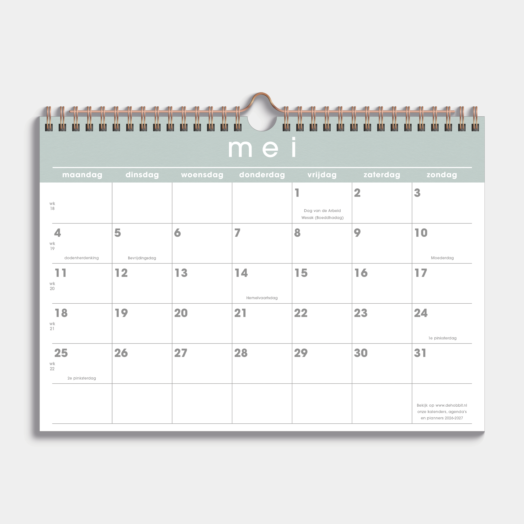 MAANDKALENDER SCHOOLJAAR 2026-2027 A4 MINT