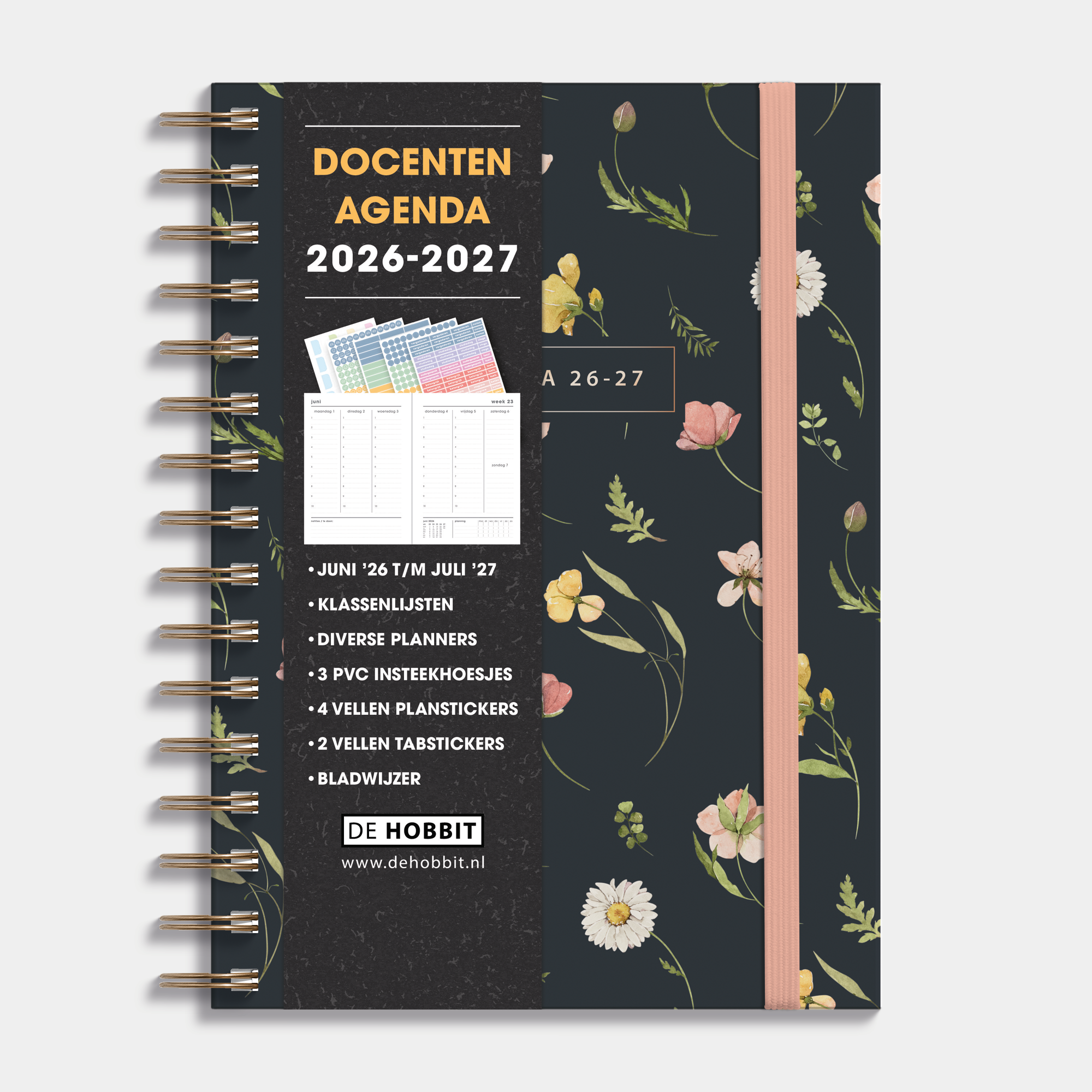 DOCENTENAGENDA BUNDEL 2026-2027 A5 AQUAREL WILDE BLOEMETJES