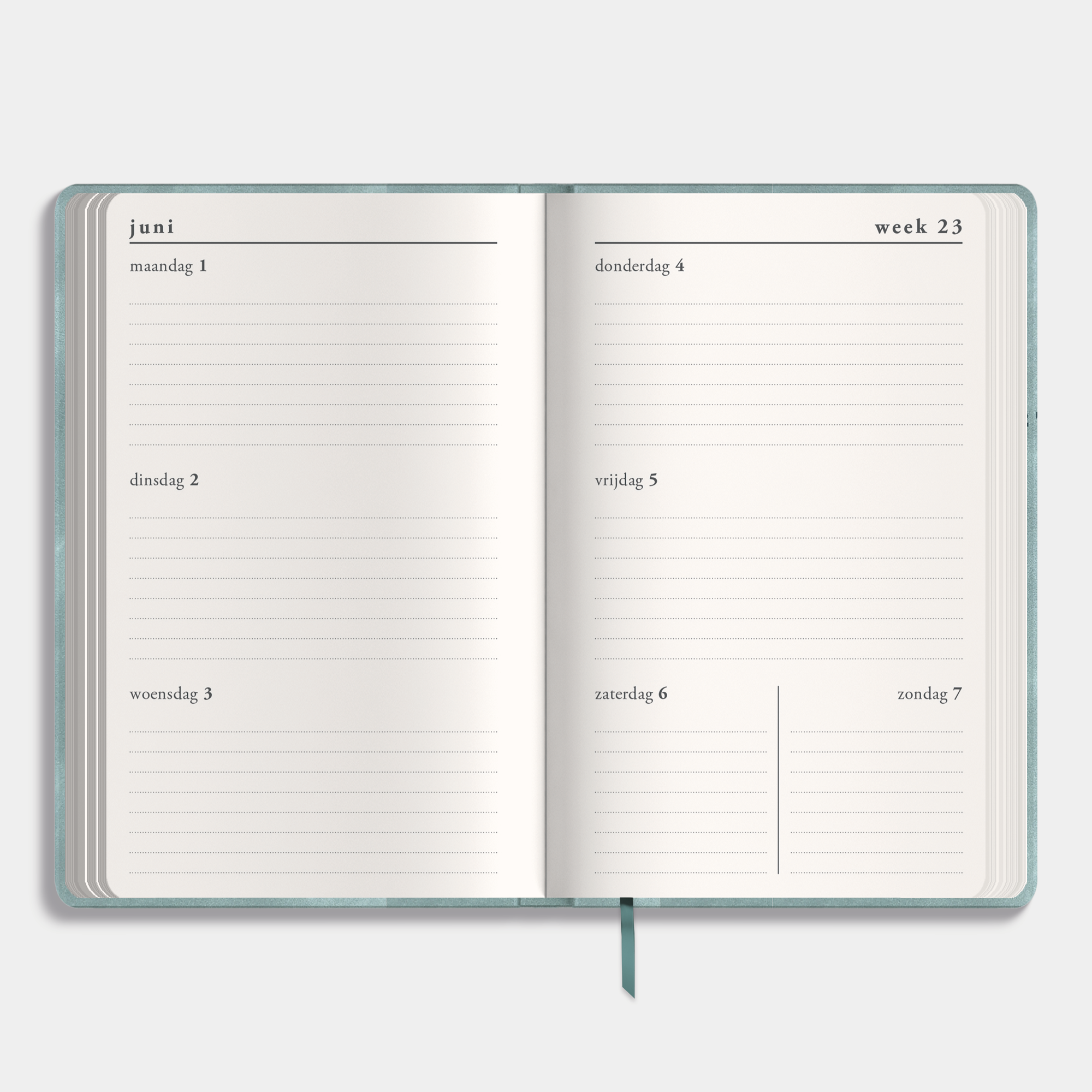 LUXE POCKET AGENDA 2026-2027 ±A6 SUEDELOOK AQUA