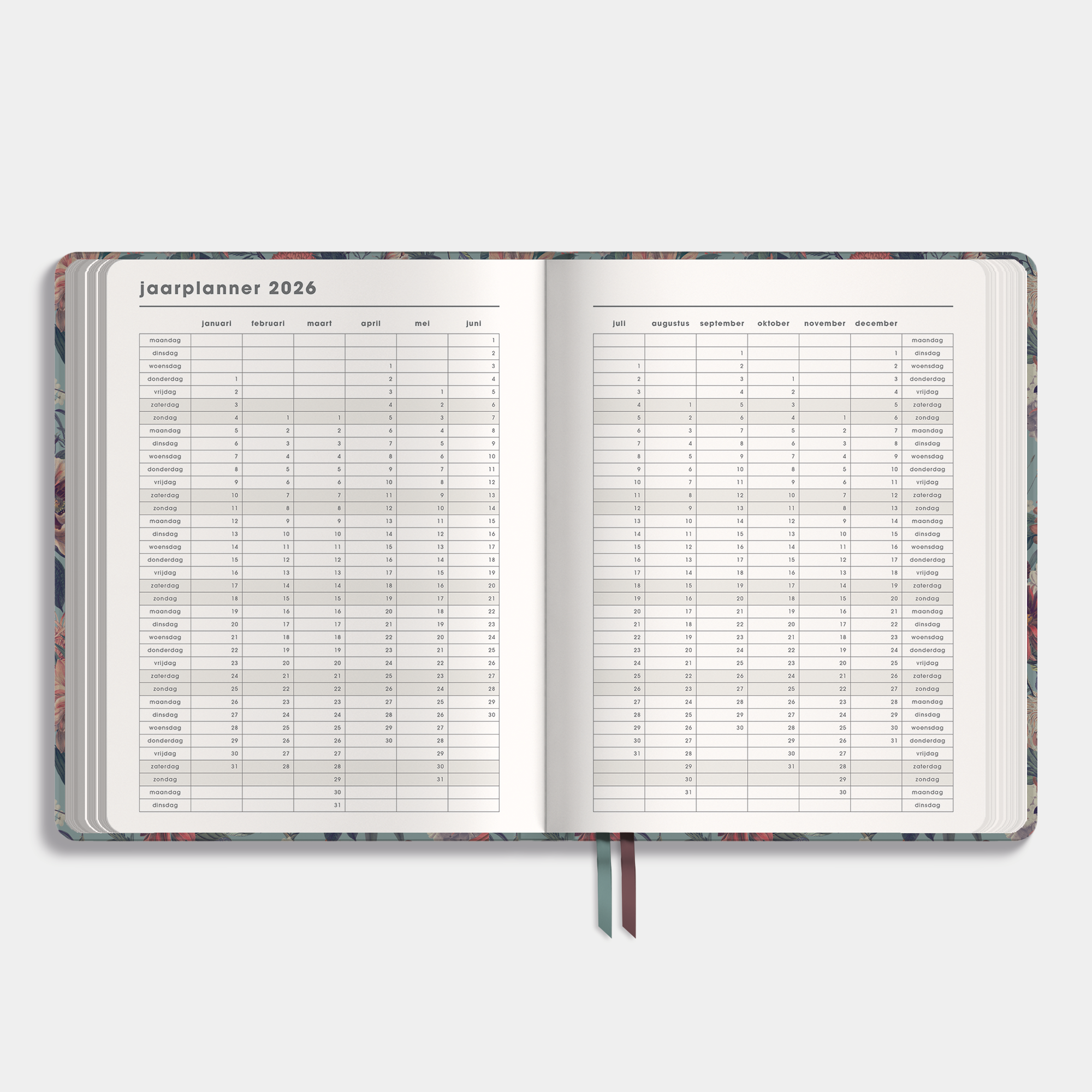 LUXE DOCENTENAGENDA 2026-2027 ±A4 KLASSIEK BOTANISCH