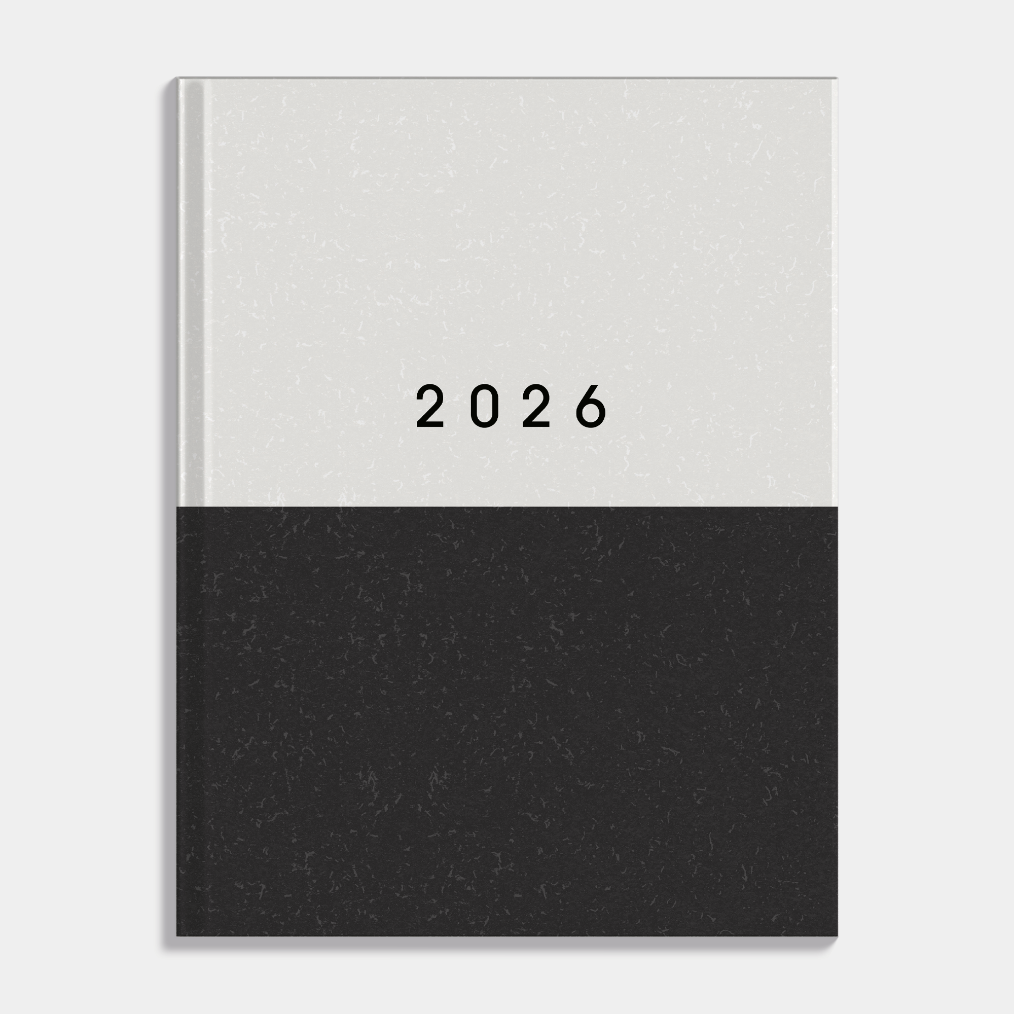 basic jaaragenda 2026 in bijna A4 formaat met een zwart/witte harde kaft – vooraanzicht.