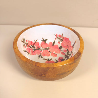 MANGO HOUTEN SCHAAL ROZE BLOESEM 17Ø