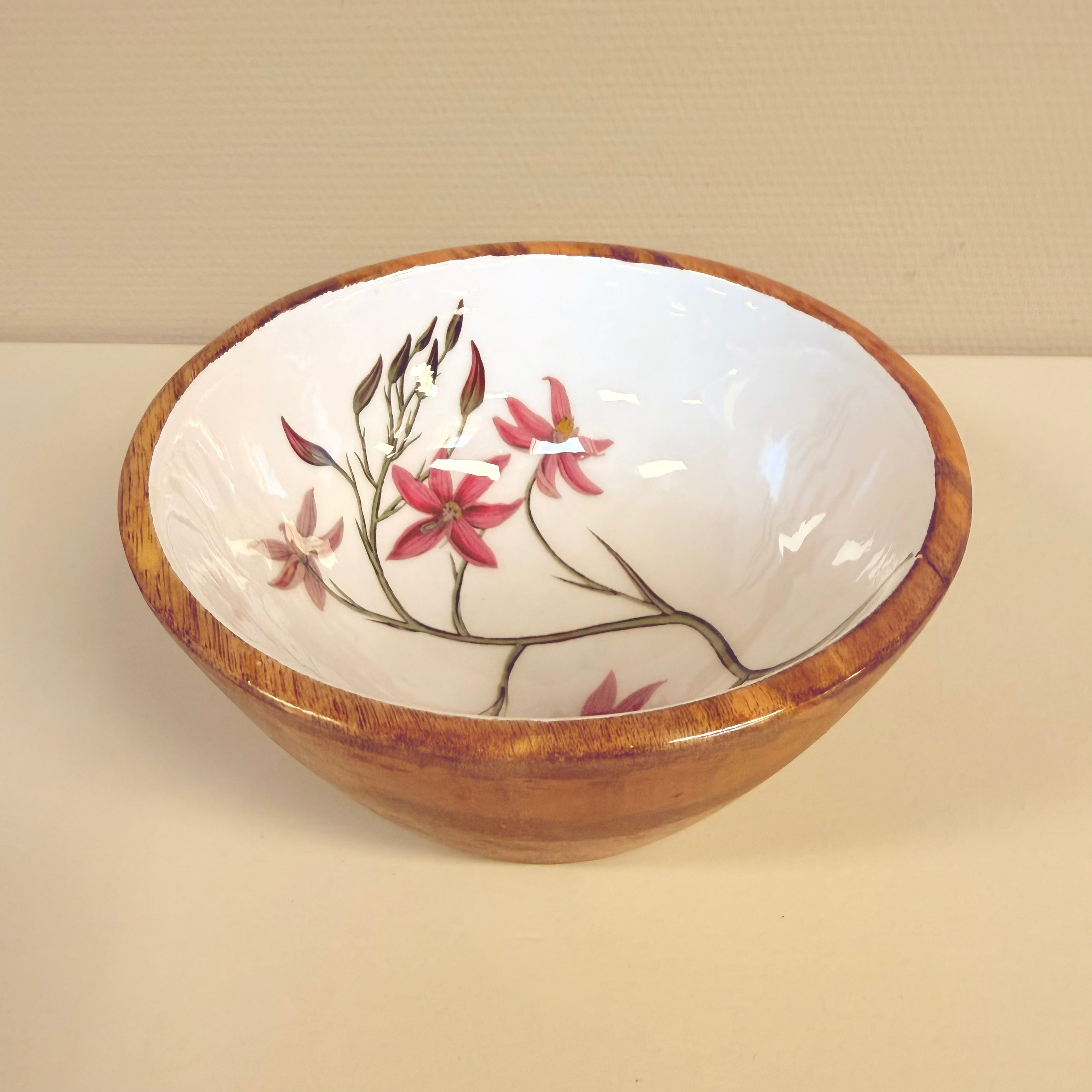 MANGO HOUTEN SCHAAL MET STER BLOEMEN 15Ø