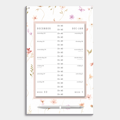 OMSLAGKALENDER 2026 AQUAREL BLOEMETJES