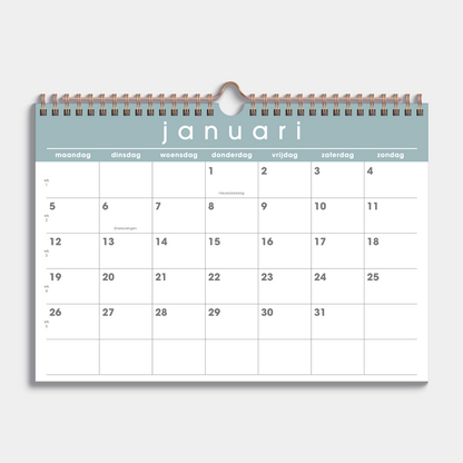 MAANDKALENDER 2026 A4 GRIJSGROEN