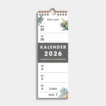 WEEKKALENDER 2026 SMAL VINTAGE BLOEMEN