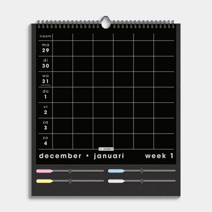 FAMILIEPLANNER MARKERS 2026 ±A3 ZWART