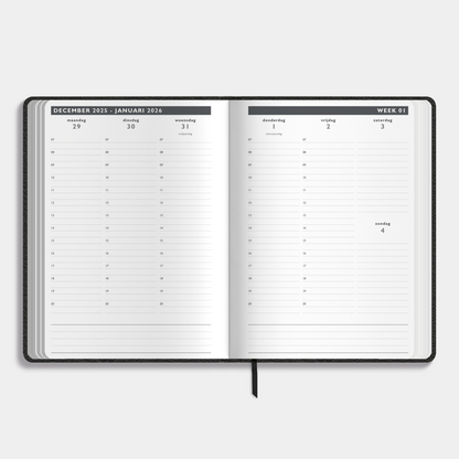 AFSPRAKENAGENDA 2026 A5 FLEX LEDERLOOK