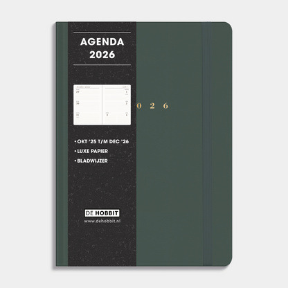 LUXE AGENDA 2026 A5 SUEDELOOK DONKERGROEN