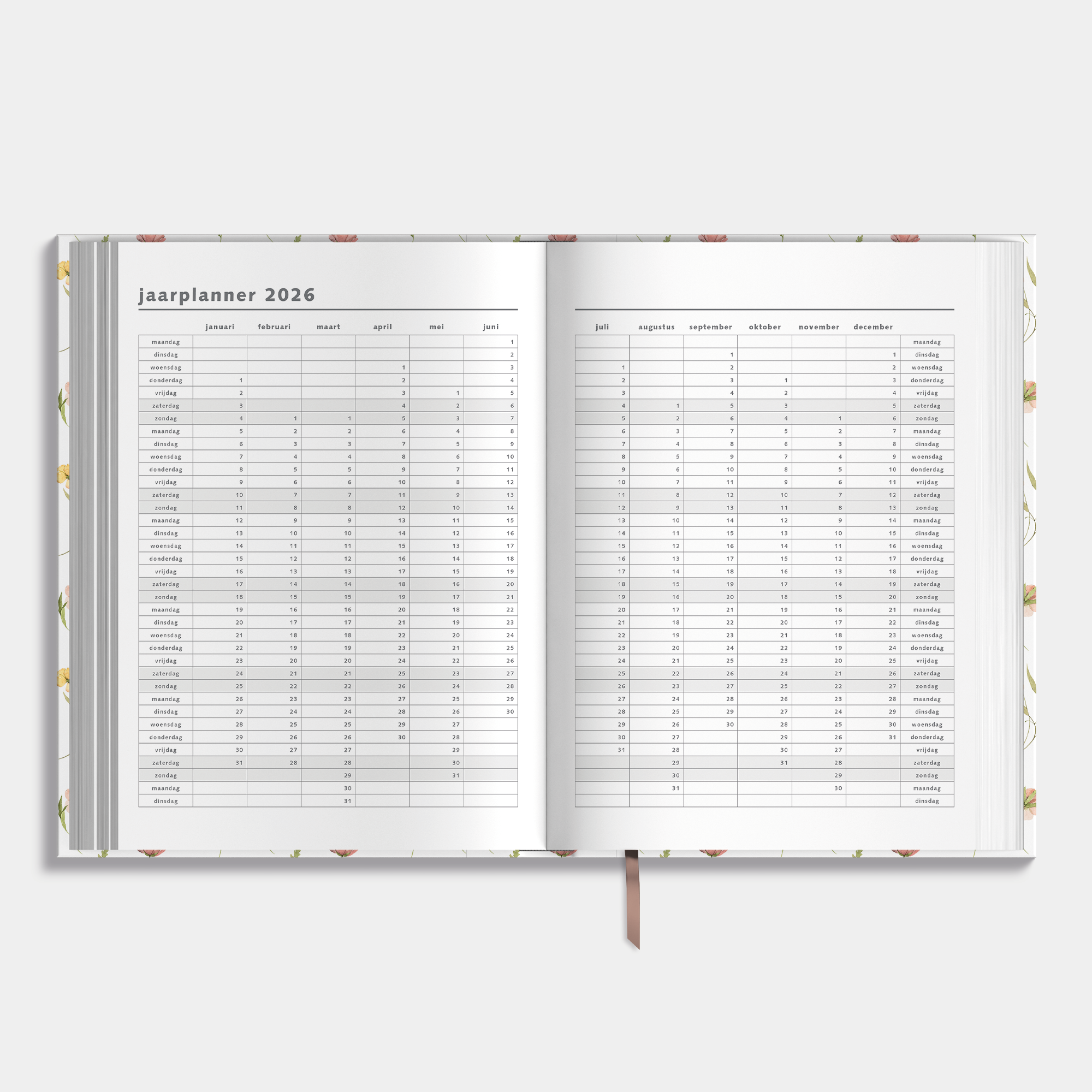 AGENDA 2026-2027 A4 AQUAREL WILDE BLOEMETJES