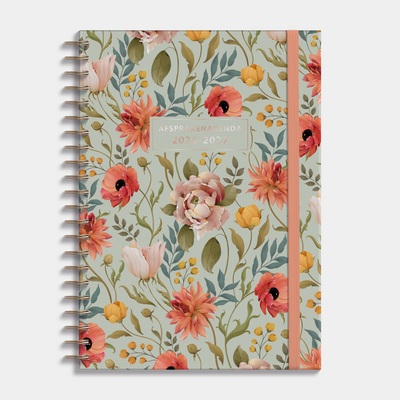 AFSPRAKENAGENDA 2026-2027 A4 VINTAGE BLOEMEN