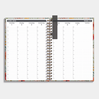 AFSPRAKENAGENDA 2026-2027 A4 VINTAGE BLOEMEN