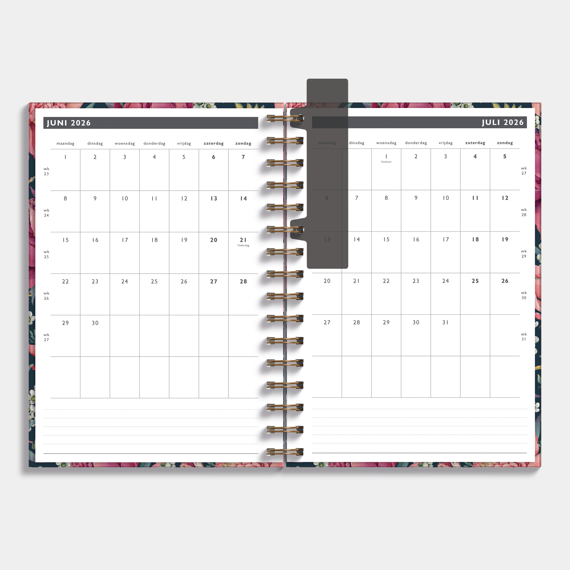 AFSPRAKENAGENDA 2026-2027 A5 TROPISCHE BLOEMEN