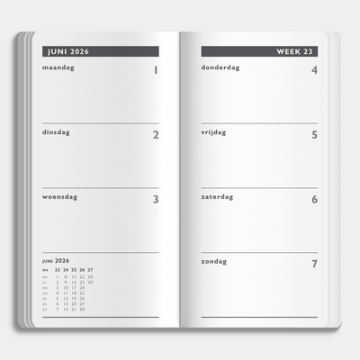 AFSPRAKENAGENDA 2026-2027 POCKET LEDERLOOK