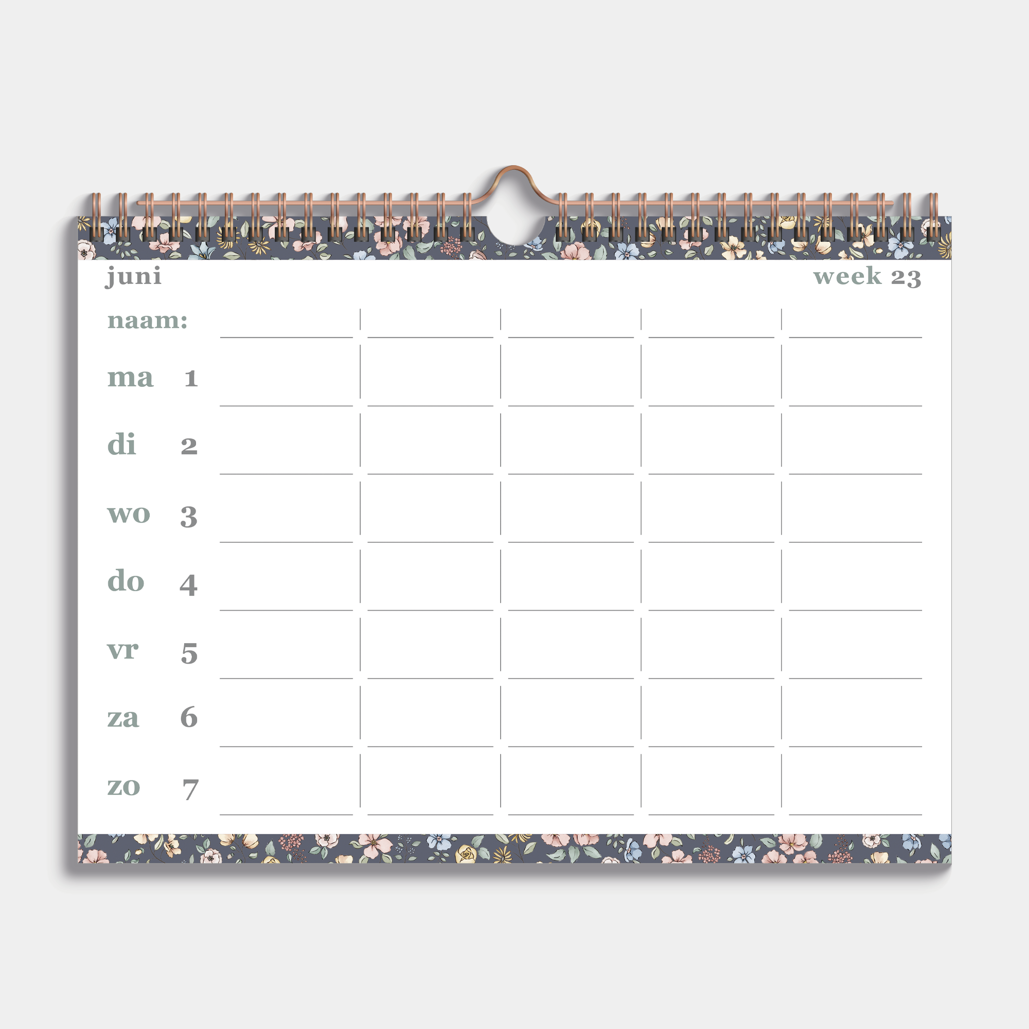 FAMILIEPLANNER 2026-2027 A4+ BLOEMEN OUTLINE