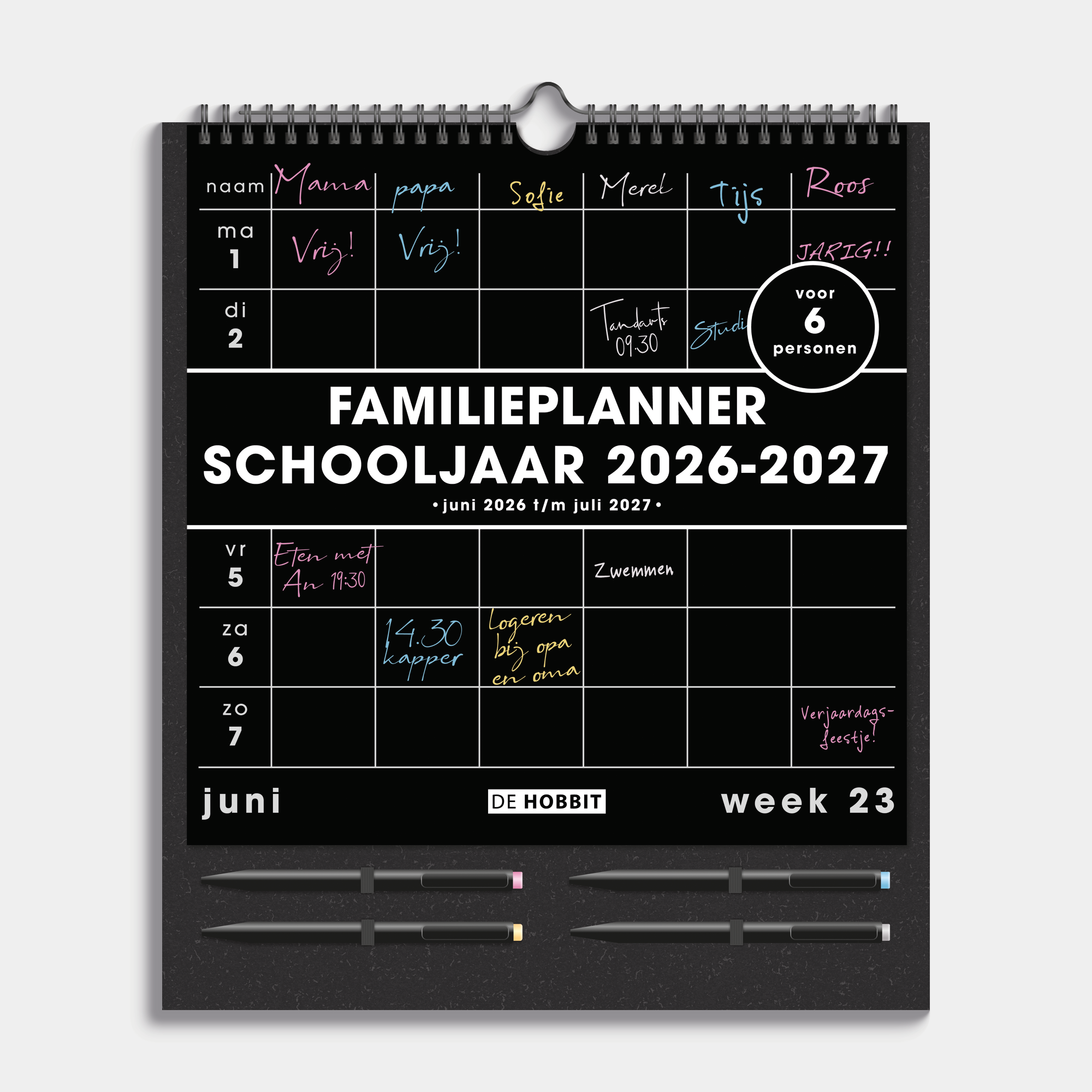 FAMILIEPLANNER MARKERS 2026-2027 A3+ ZWART
