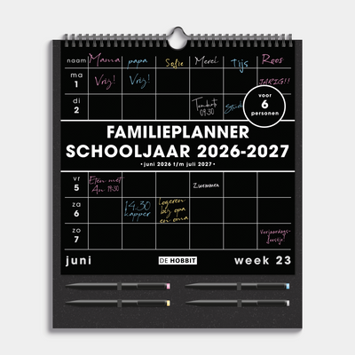FAMILIEPLANNER MARKERS 2026-2027 A3+ ZWART