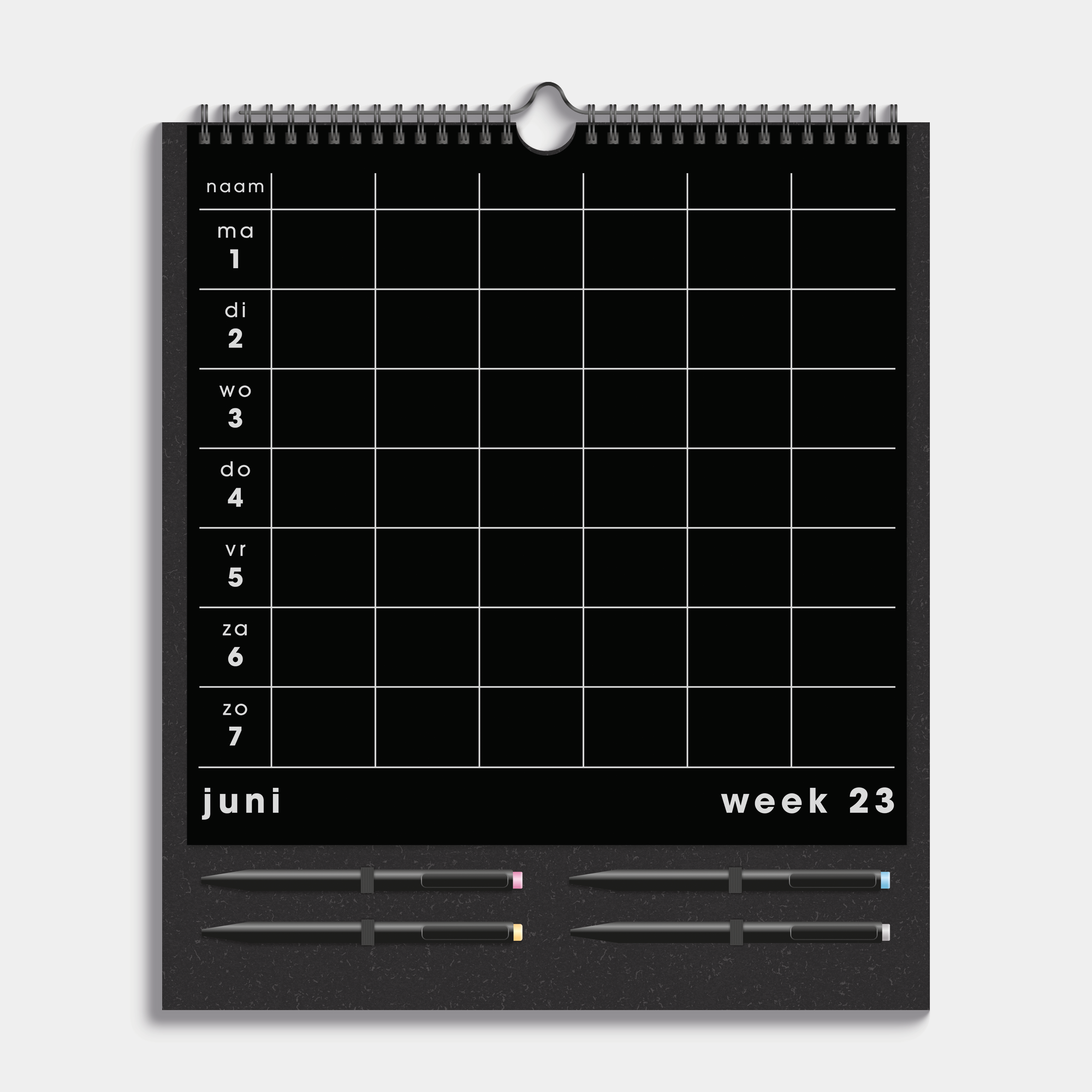 FAMILIEPLANNER MARKERS 2026-2027 A3+ ZWART