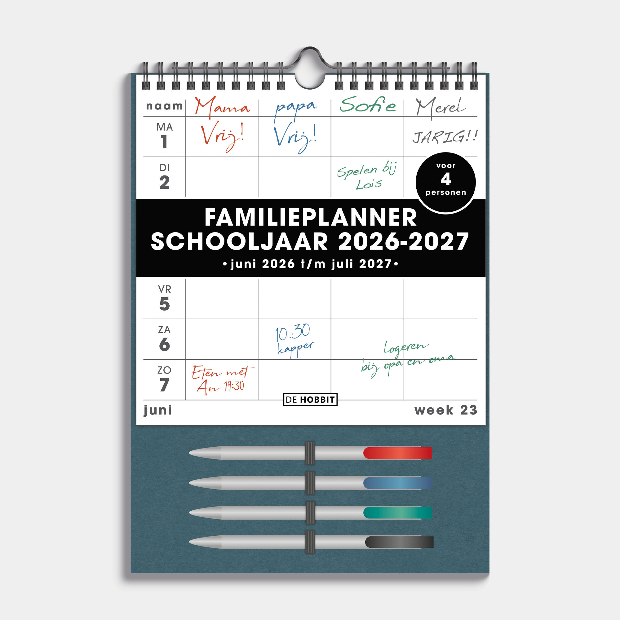 FAMILIEPLANNER MARKERS 2026-2027 A4+ WIT