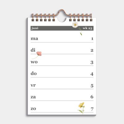 WEEKKALENDER SCHOOLJAAR 2026-2027 A5 AQUAREL BLOEMEN