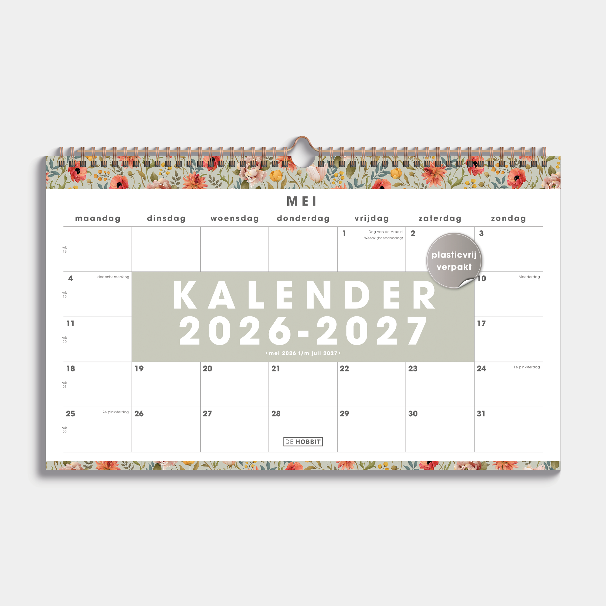 MAANDKALENDER SCHOOLJAAR 2026-2027 ±A3 VINTAGE BLOEMEN