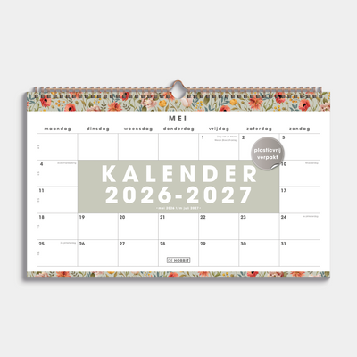 MAANDKALENDER SCHOOLJAAR 2026-2027 ±A3 VINTAGE BLOEMEN