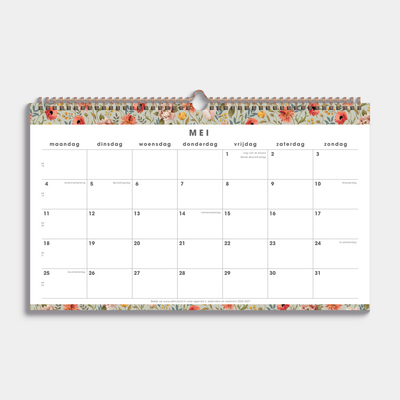 MAANDKALENDER SCHOOLJAAR 2026-2027 ±A3 VINTAGE BLOEMEN