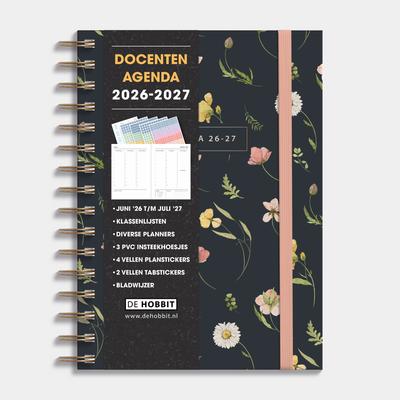 DOCENTENAGENDA BUNDEL 2026-2027 A5 AQUAREL WILDE BLOEMETJES