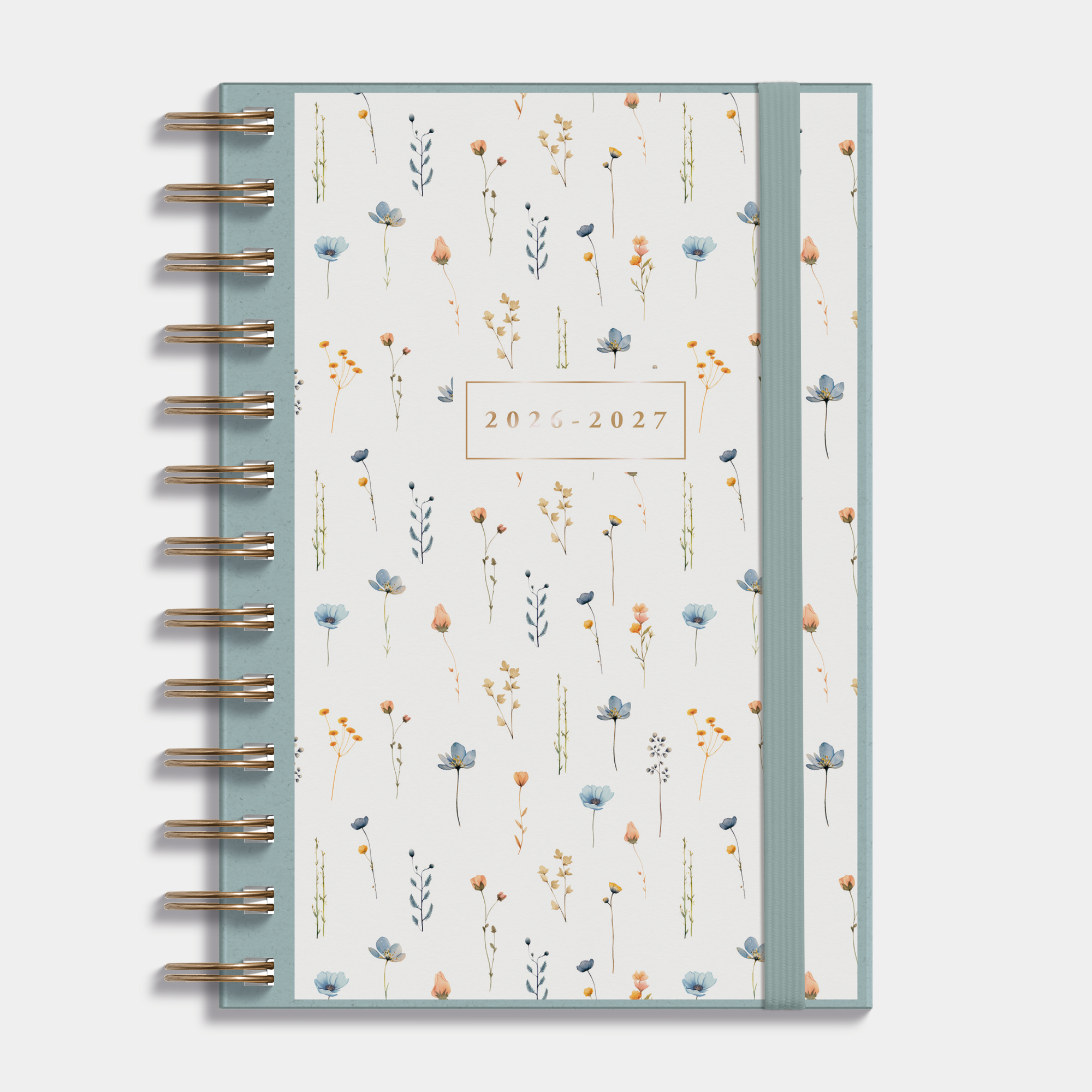 RINGBAND AGENDA 2026-2027 MEDIUM AQUAREL BLOEMETJES