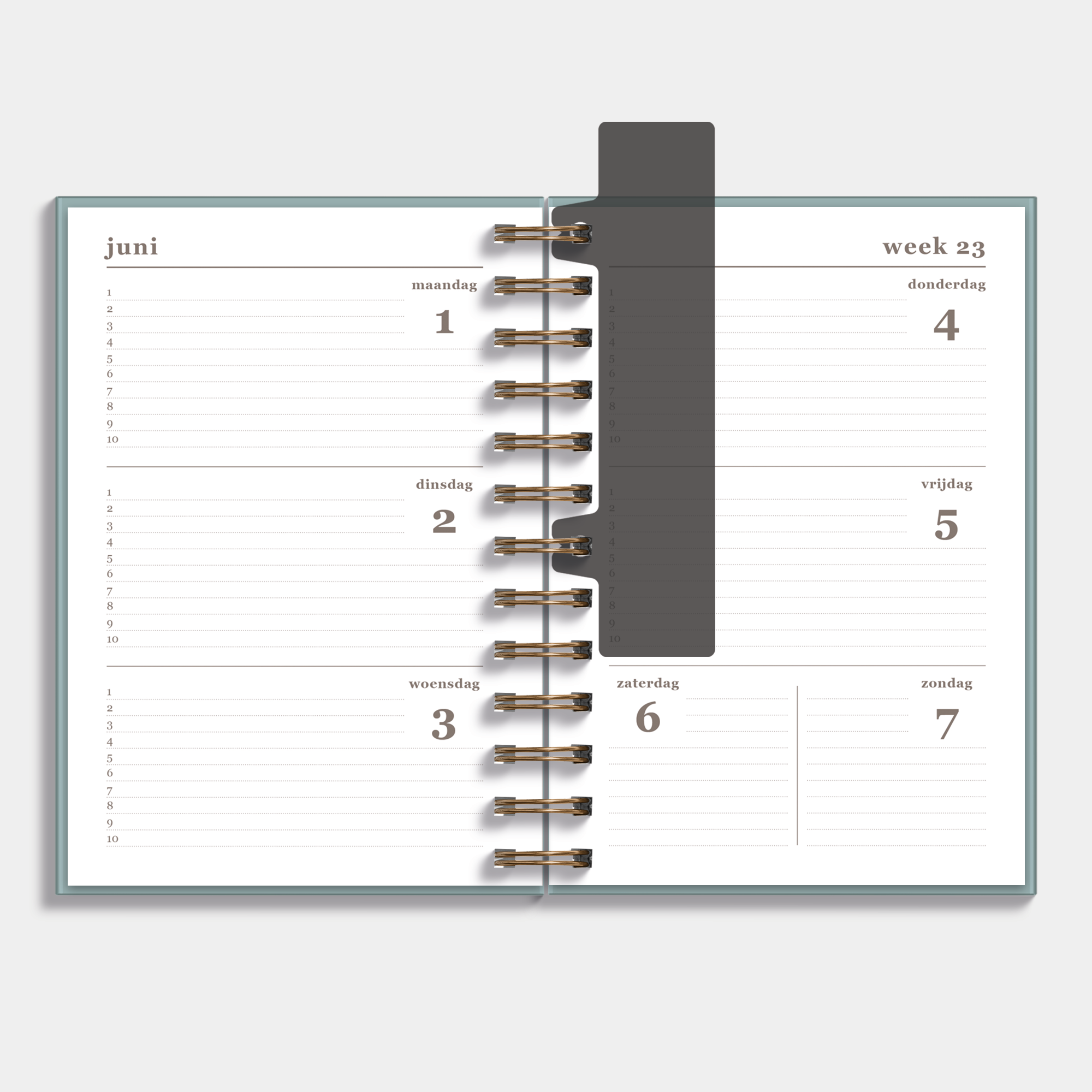 RINGBAND AGENDA 2026-2027 MEDIUM AQUAREL BLOEMETJES