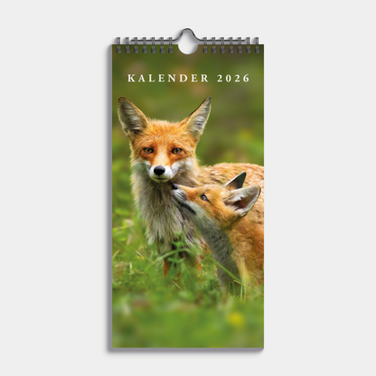 Kleine spiraalgebonden jaarkalender 2026 met foto's met van Nederlandse flora en fauna – vooraanzicht.