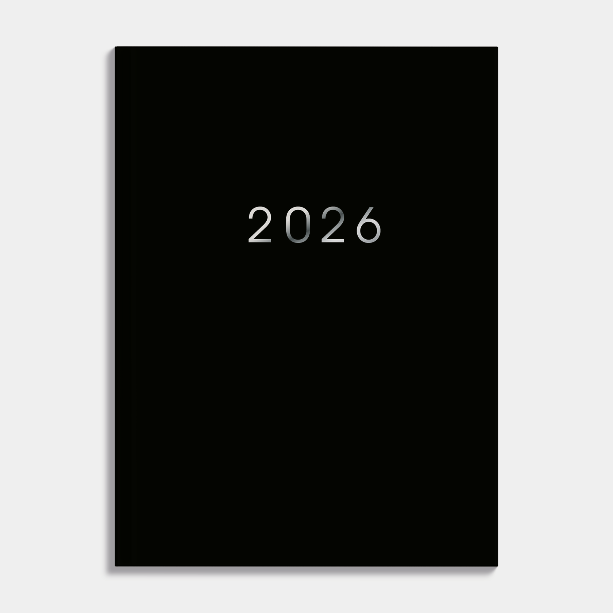 kleine agenda 2026 in A6 formaat met een harde zwarte kaft – vooraanzicht.
