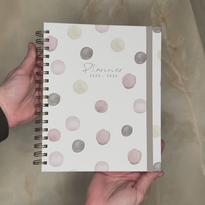 LUXUS-WOCHENPLANER 2025-2026 A5+ AQUARELL-PUNKTE